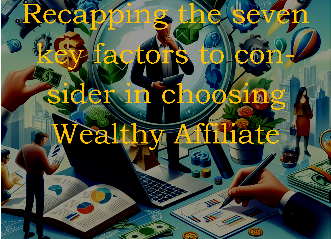 Recapping the seven key factors to consider in choosing Wealthy Affiliate Unlocking Affiliate Success: 7 Vital Factors To Consider