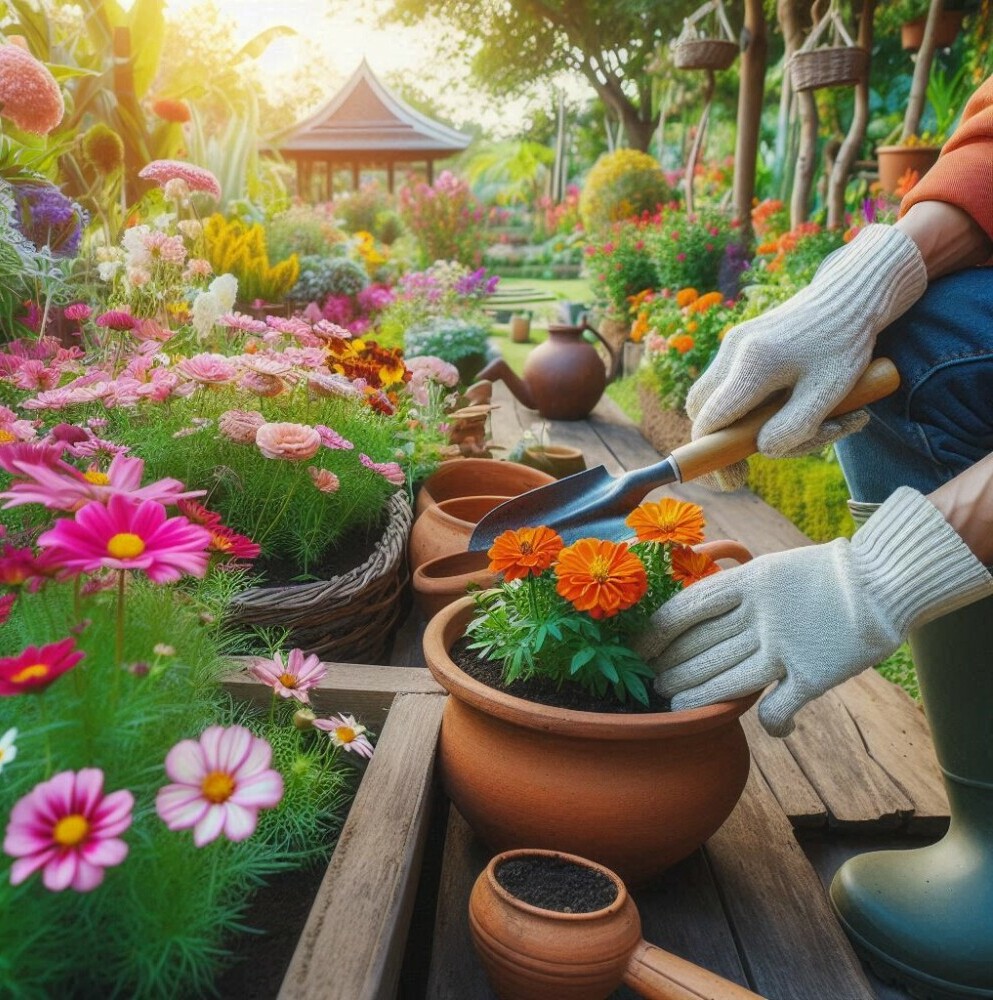 Best Creative Hobbies In Retirement. Cultivate a beautiful garden with a variety of flowers, creating a vibrant outdoor space.